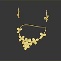 Elegant Gold Flower Design Jewelry Set With Necklace And Earrings
