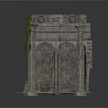 Ancient Stone Architecture Featuring Arched Doorways Decorative Top And Climbing Vines