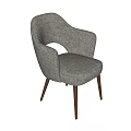 Comfortable Gray Upholstered Modern Dining Chairs With Wooden Legs And Armrests