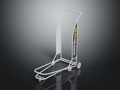 White Metal Frame Trolley Featuring Sydney College Logo And Wheels Design 3d model