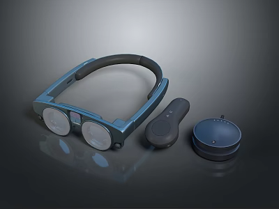 Advanced Interactive VR Headset System With Wireless Controllers And Base Station 3d model