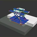 Industrial Equipment 3D Model Blue Mechanical Lifting Platform With Transparent Base And Stable Support