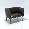 Modern Black Leather Single Sofa With Armrests And Metal Legs Interior Design 3d model