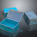 Blue Vintage Household Storage Boxes With Metal Clasps And Open Top For Home Decor