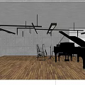Modern Clubhouse Interior With Piano Tables Chairs Glass Walls And Wooden Flooring