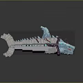 Game Style Block Built Aquatic Animal Shark Featuring Blue White Purple And Teal Accents