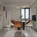 Modern Living and Dining Room Interior With Beige Sofa Coffee Table And Pendant Lights