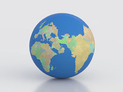 Blue Globe Decorative Ornament With Colorful Continents For Home Interior Decoration 3d model