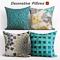 Colorful Decorative Pillows With Teal Geometric Floral Abstract And Woven Patterns
