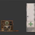 Leather First Aid Kit With Medical Supplies And Green Cross Emergency Box