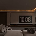 Modern Minimalist Open Living And Dining Room With Panoramic City View And Soft Warm Lighting