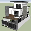 Modern Two Story Detached Villa With Flat Roof Glass Windows Balcony And Surrounding Palm Trees