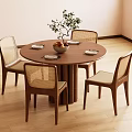 Middle style dining table and chair combination 3d model