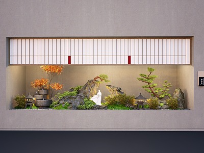 New Chinese Style Indoor Landscape Landscaping Modeling Pine Tree Courtyard Landscape Stone Sick Plant Combination model