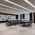 Professional Monitoring Room Interior Design With Multiple Monitor Screens Workstations And Office Chairs