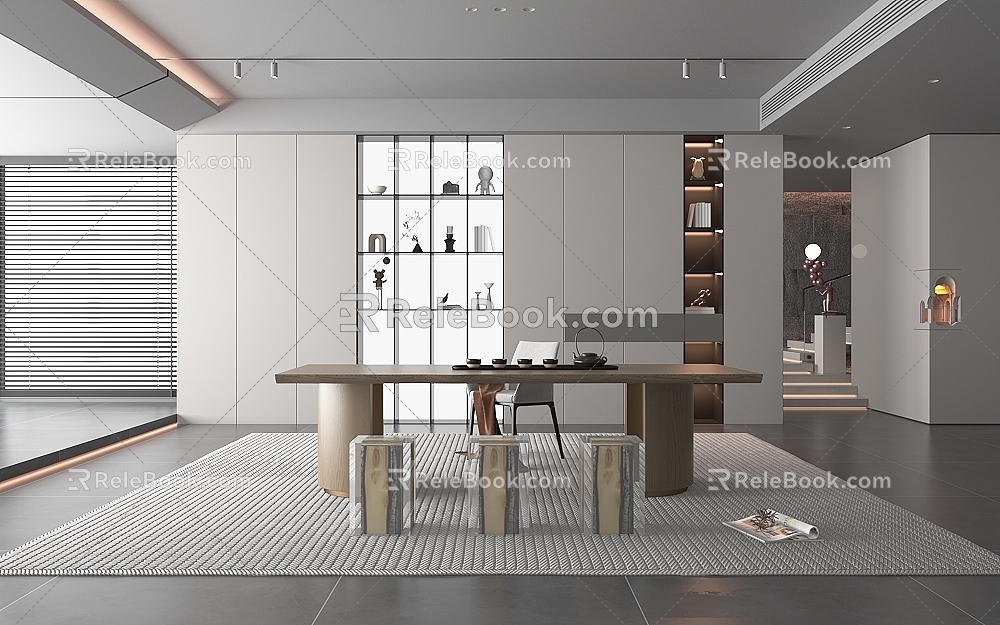 Zhai Ji Minimalist Modern Study Light Luxury Desk 3d model