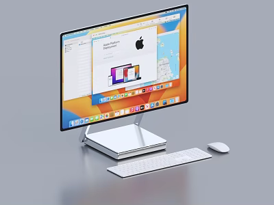 Modern Apple Desktop Computer With Thin Screen Aluminum Stand Wireless Keyboard And Mouse 3d model