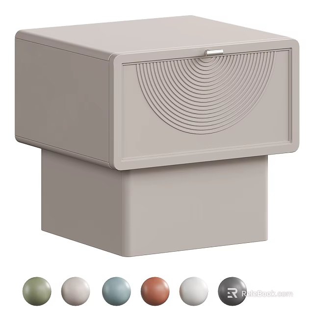 Modern Minimalist Nightstand With Drawer And Concentric Circle Pattern Design 3d model 