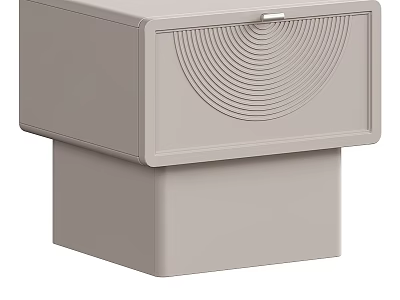 Modern Minimalist Nightstand With Drawer And Concentric Circle Pattern Design 3d model