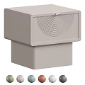 Modern Minimalist Nightstand With Drawer And Concentric Circle Pattern Design