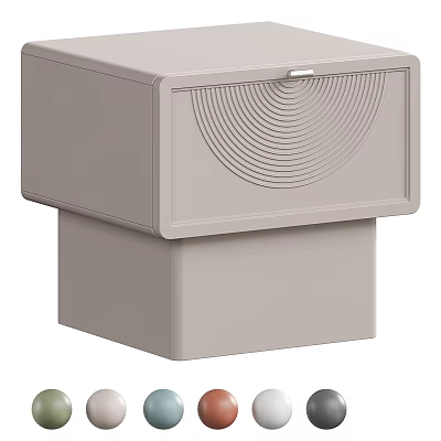 Modern Minimalist Nightstand With Drawer And Concentric Circle Pattern Design 3d model