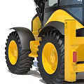 Yellow Multi functional Construction Vehicle With Loader Bucket And Excavator Arm 3d model