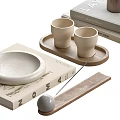 Minimalist Decorative Ornament Set With Round Plate Cups Tray And Cylindrical Ornaments For Home Decor