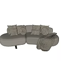 Multiplayer Sofa Nordic Fabric Sofa Shaped Sofa 3d model
