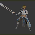 Armored Warrior With Blue Greatsword Standing Near Mythical Dragon On Stone Ground