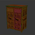 Traditional Wooden Entryway Console Cabinet With Carved Diamond Pattern Doors And Elegant Design
