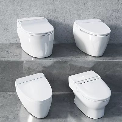 Modern White Ceramic Toilets in Various Styles for Bathroom 3d model