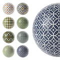 Ornamental Spherical Components With Various Geometric Patterns And Colorful Designs