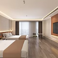 Hotel Guest Room With Twin Beds Wooden Flooring And Decorative Wall Art