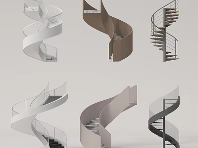Spiral Staircases For Modern Interior Design With Various Materials And Colors 3d model