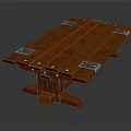 Durable Orange Wooden Outdoor Bench With Metal Connectors And Flat Seat Surface