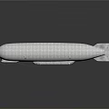 Detailed 3D Airship Model Featuring Wireframe Texture On Dark Reflective Surface
