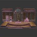 Classical Architectural Interior With Ornate Wooden Arch Door And Staged Platform