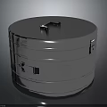 Stainless Steel Cylindrical Food Container with Lid Handle and Closure Latch for Portable Lunch Storage