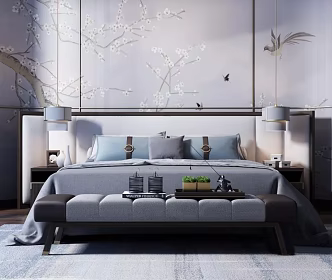 Background double bed 3d model