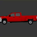 Red Pickup Truck Exterior With Shiny Finish And Crew Cab Design On Black Background