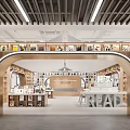 Artistic Bookstore Interior With Wooden Shelves And Reading Area