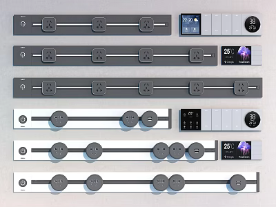 Modern Switch Panels With Multiple Outlets Control Buttons And Digital Displays 3d model