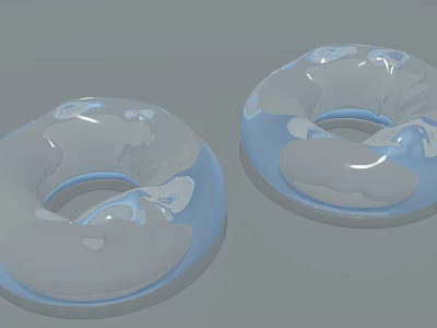Two Blue Inflatable Donut Shaped Swim Rings With Glossy Surface 3d model