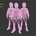 Three Boy Characters Wearing Colored Jackets Hats Black Shorts White Socks Sneakers T Shirt Prints