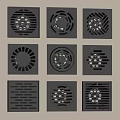 Modern Bathroom Accessories Black Floor Drains with Various Pattern Designs