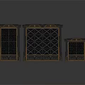 Classic Wooden Wine Cabinet Set With Grid Shelves And Three Different Sizes