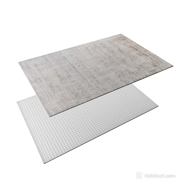 Two Square Carpets With Textured Gray Surface And Grid Pattern Design For Home Decor 3d model