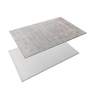 Two Square Carpets With Textured Gray Surface And Grid Pattern Design For Home Decor 3d model