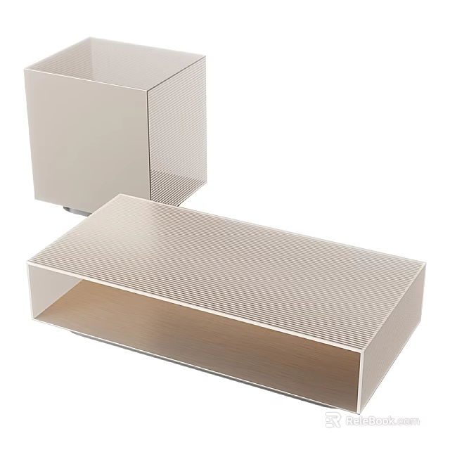 Sculpted Metal Storage Boxes With Perforated Texture Cube And Rectangular Design 3d model 