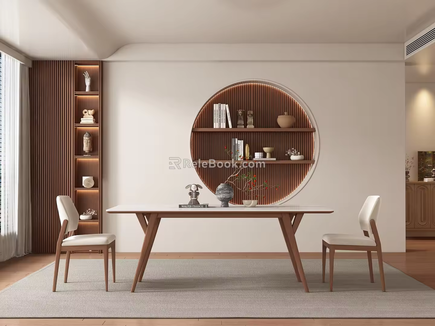 Middle-ancient style restaurant tables and chairs 3d model